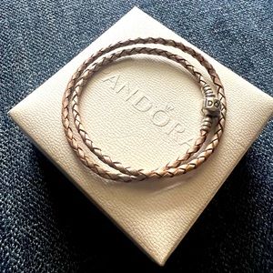 Price Drop🔥Retired Authentic Pandora 925 Leather Double Wrap Bracelet /Necklace